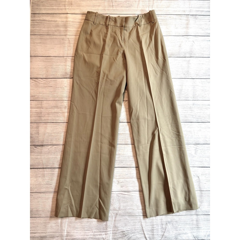 Ann Taylor Loft Julie Dress Pants Womens 2 Tan Beige Wide Leg Flat Front Classic